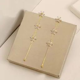 Gold-Plated Stone-Studded Earrings-image-6