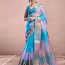 Women Organza Saree with Contrast Border-12