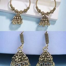 Set of 2 Women Oxidised Silver-Plated Jhumkas-image-72