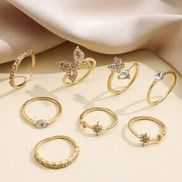 Set of 8 Gold-Plated Stackable Rings-image-74