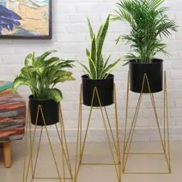 Set of 3 Metal Floor Planters with Stands-6