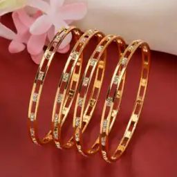 Women Set of 4 Gold-Plated Stone-Studded Bangles-10