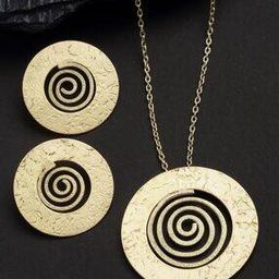 Women Gold-Plated Necklace & Earrings Set-image-68