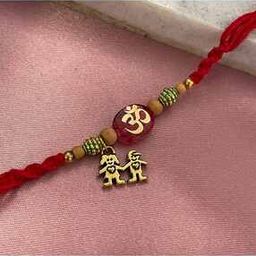 Gold-Plated Om Tie-Up Rakhi with Charm-picture-33