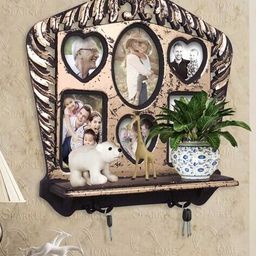 home sparkle Wall Shelf Photoframe & Hooks Engineered Wood image 1