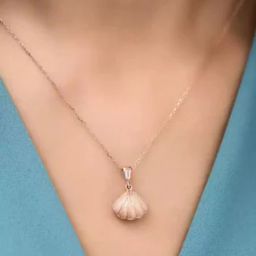 Rose Gold-Plated Pearl Shell Pendant with Chain-image-95
