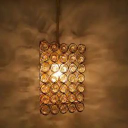 Glossy Golden Crystal hanging light Dual Ring Triangle Decorative Lights-15