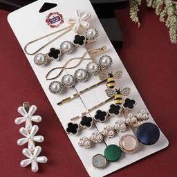 Set of 10 Stone-Studded Hair Clips-19
