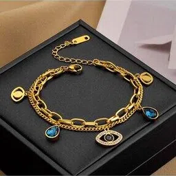 Gold-Plated Crystal-Studded Wrap Bracelet-image-27