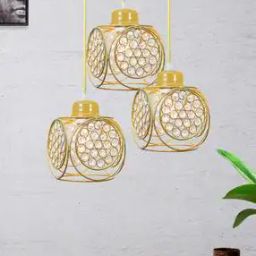 Set of 3 Crystal Hanging Light with Metal Base-44