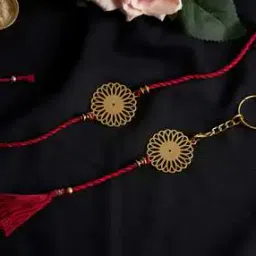 Gold-Plated Floral Design Rakhi -image-31