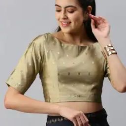 Back-Open Blouse with Zari Woven Motifs-image-66