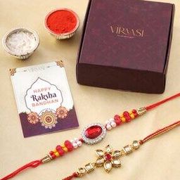 Men Set of 2 Beaded Kundan Rakhis-image-16