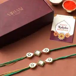 Men Set of 2 Gold-Plated Kundan Rakhis-image-4