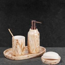 OBSESSIONS Set of 4 Pc Polyresin Bathroom Set, Gold-0