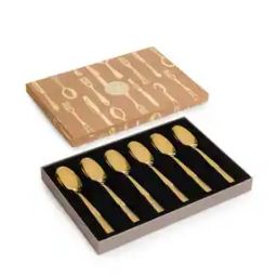 Set of 6 Silver Stainless Steel Zig Zag Textured Dessert Spoons-17