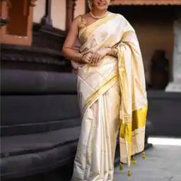 Women Kasavu Saree with Zari Border-image-7