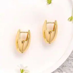 Women Gold-Plated Radiant Essence Huggie Earrings-image-29