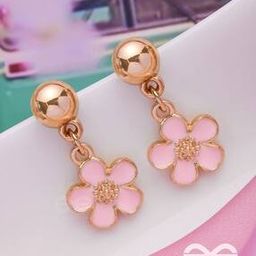 Women Floral Design Drop Earrings-image-5