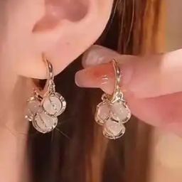 Women Korean Style Gold Plated Eyebell Cat Eye Earrings-35