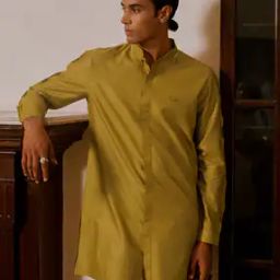Regular Fit Short Kurta with Mandarin Collar-14