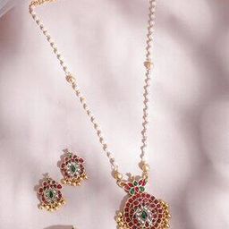 Women Gold-Plated Necklace & Earrings Set-image-91