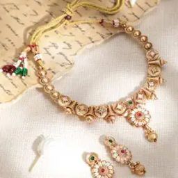 Women Gold-Plated Necklace & Earrings Set-image-78