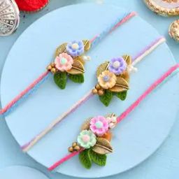 Set of 3 Floral Tie-Up Rakhi-image-45