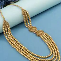 Men Gold-Plated Beaded Multistrand Chain with Brooch-12