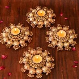 Set of 4 Traditional Handcrafted Floral Diyas-image-111