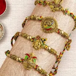 Set of 4 Stone-Studded Ganesh Ji Beaded Rakhis-32