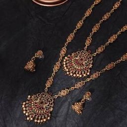 Women Stone-Studded Necklace & Earrings Set-image-71