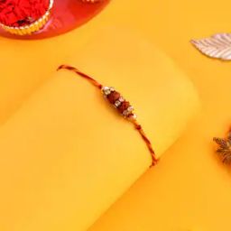 Rudraksha & Beaded Rakhi with Roli Chawal & Greeting Card-image-35