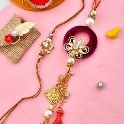Pearl Rakhi with Roli Chawal & Greeting Card-image-26