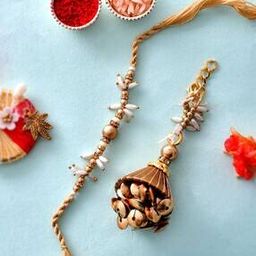 Pearl Rakhi with Roli Chawal & Greeting Card-image-43
