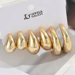 Women Set of 3 Gold-Plated Hoop Earrings-image-11
