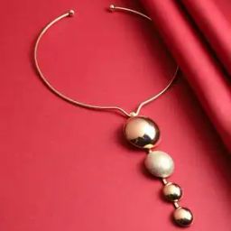 Gold-Plated Circular Drop Necklace-10