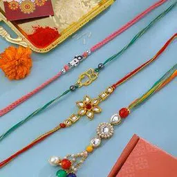Set of 4 Beaded Tie-Up Rakhis with Card-image-73