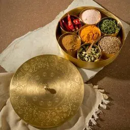 fabindia Metal Etched Spice Box Gift Set-picture-29