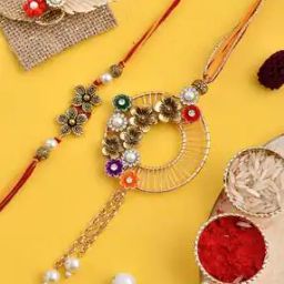 Set of 2 Bhaiya Bhabhi Rakhis with Roli Chawal-19