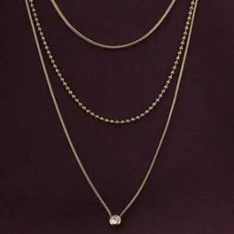 Women Gold-Plated Layered Necklace-image-1