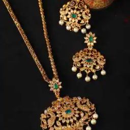 Women Stone-Studded Necklace & Earrings Set-image-70