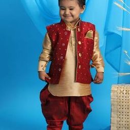 Geometric Design Jacket with Kurta & Dhotis-image-28