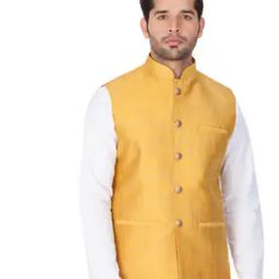 Textured Mandarin Collar Nehru Jacket-image-77