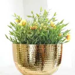 Metal Hammered Bowl Planter-image-53