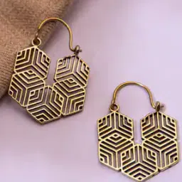 Gold-Plated Geometric-Design Hoop Earrings-40