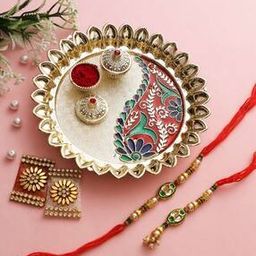 Set of 2 Tie-Up Rakhis with Roli-Chawal & Pooja Thali-image-17