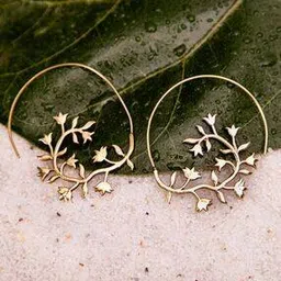 studio one love Gold-Plated Floral Hoop Earrings-picture-1