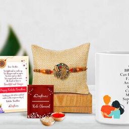Peacock-Design Rakhi with Roli Chawal & Mug-image-62