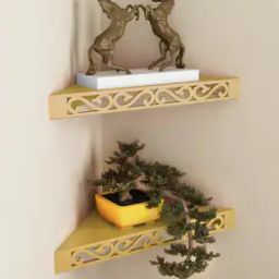 Set of 2 Engineered Wood Corner Shelves-18